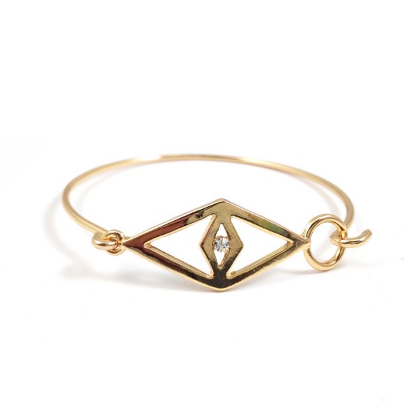 Geometric Evil Eve Crystal Gold Toned Bracelet